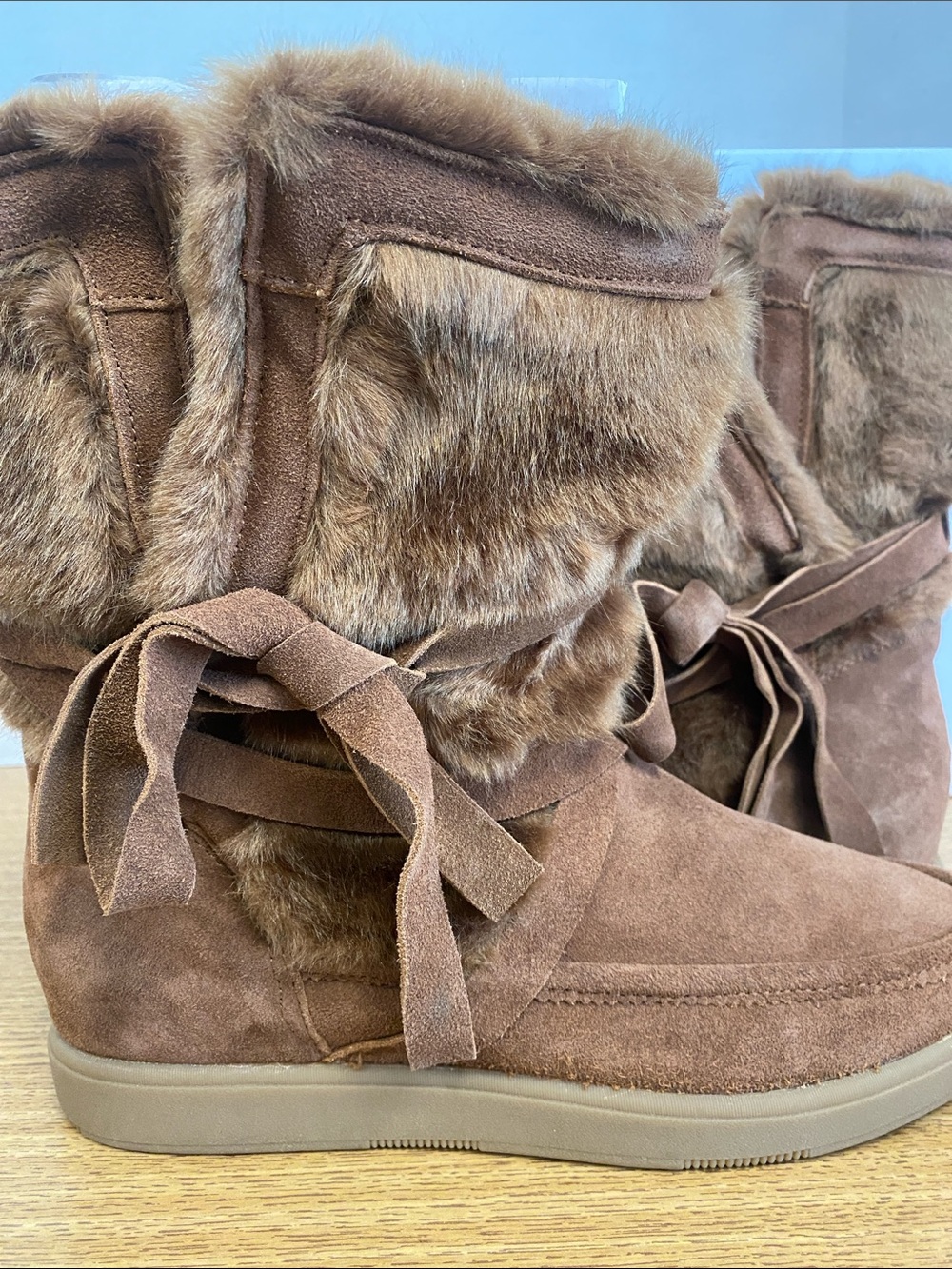 Brown Faux Fur Suede Winter Boot - Women